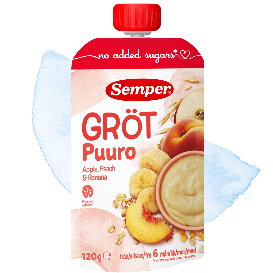 Grötklämmis Apple, Peach & Banana från Semper Barnmat