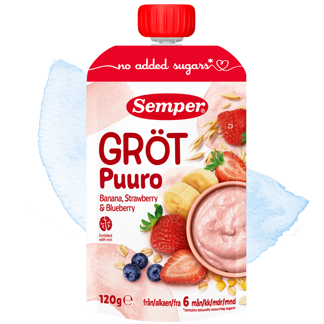Grötklämmis Banana, strawberry & Blueberry från Semper Barnmat