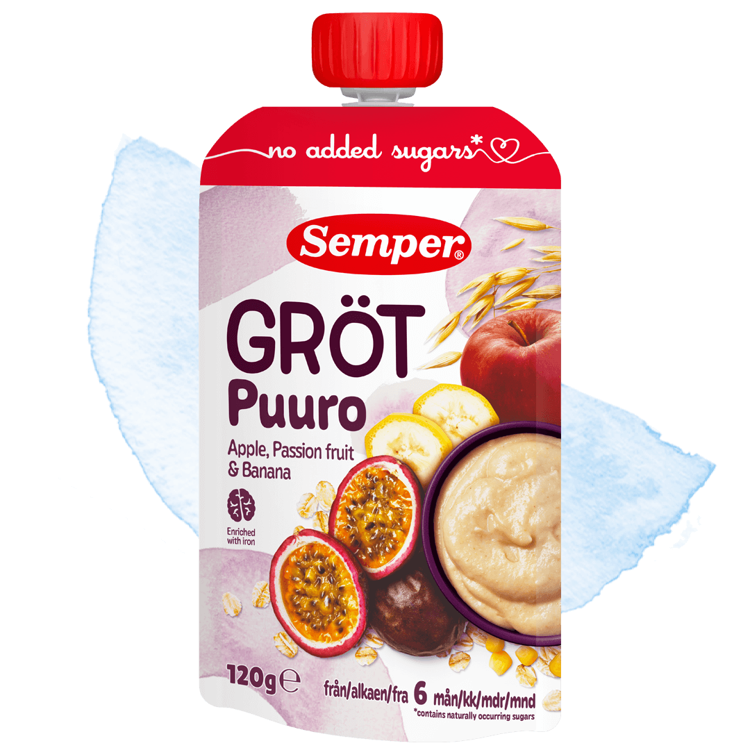 Grötklämmis Apple, passion fruit & banana från Semper Barnmat