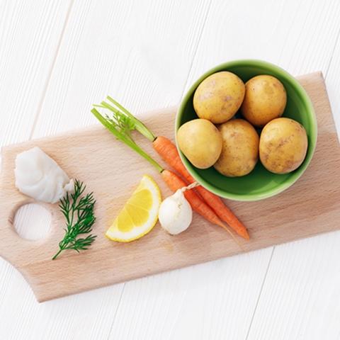 Poteter med torsk & gulrot